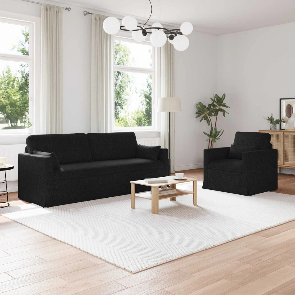 Sofa 2 pcs Juoda Metalas
