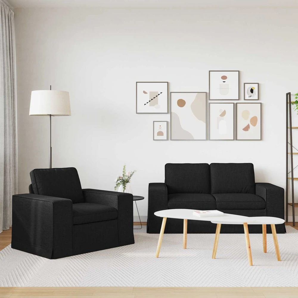 Sofa 2 pcs Juoda Metalas