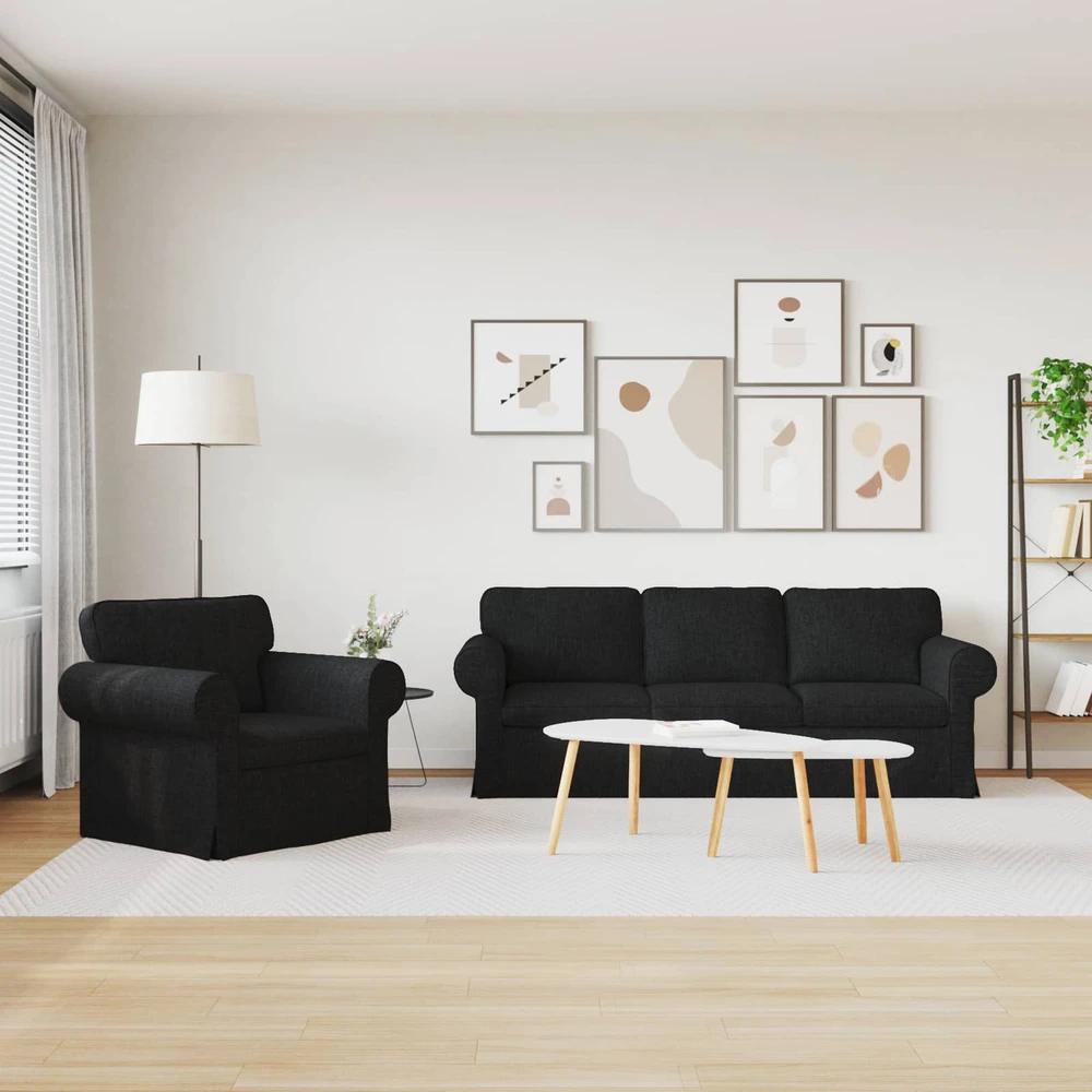 Sofa 2 pcs Juoda Metalas