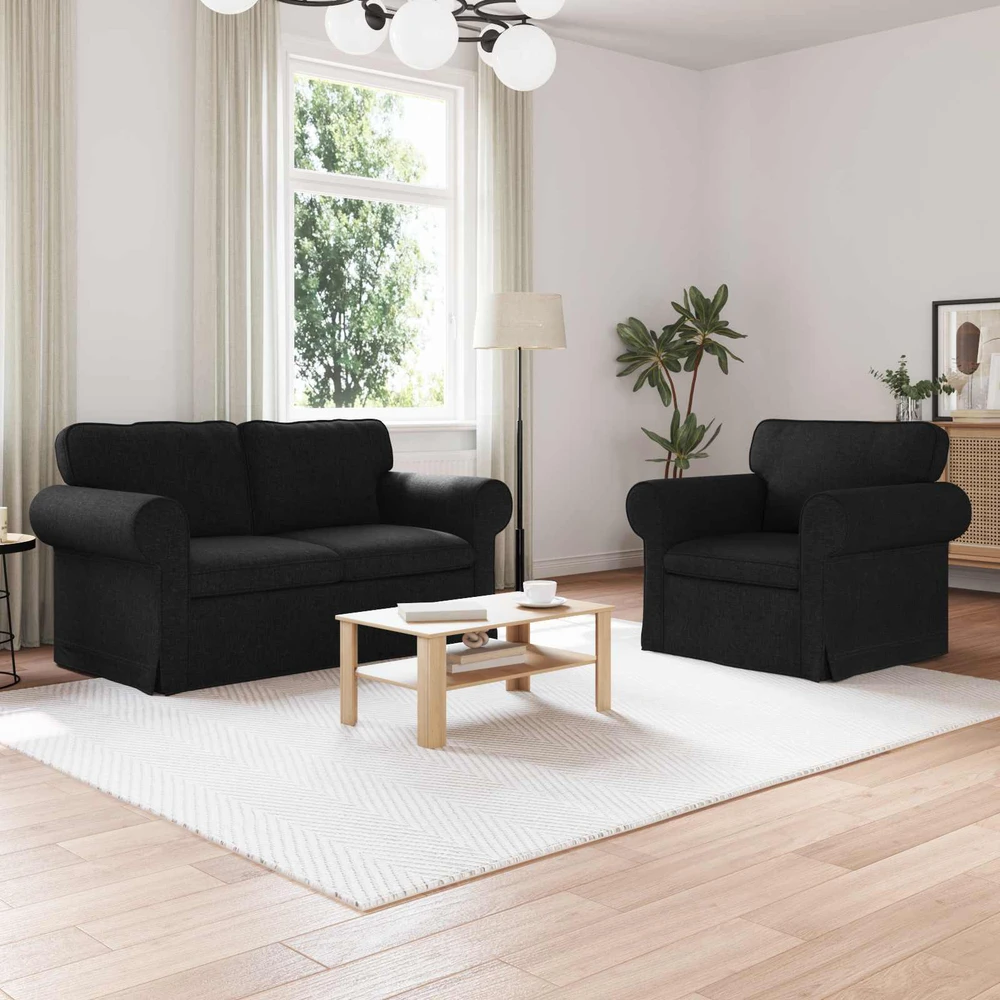 Sofa 2 pcs Juoda Metalas