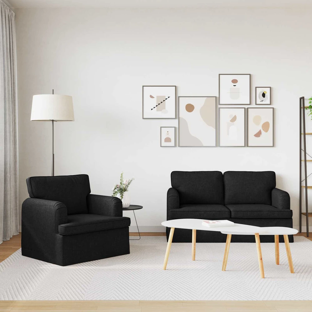 Sofa 2 pcs Juoda Metalas