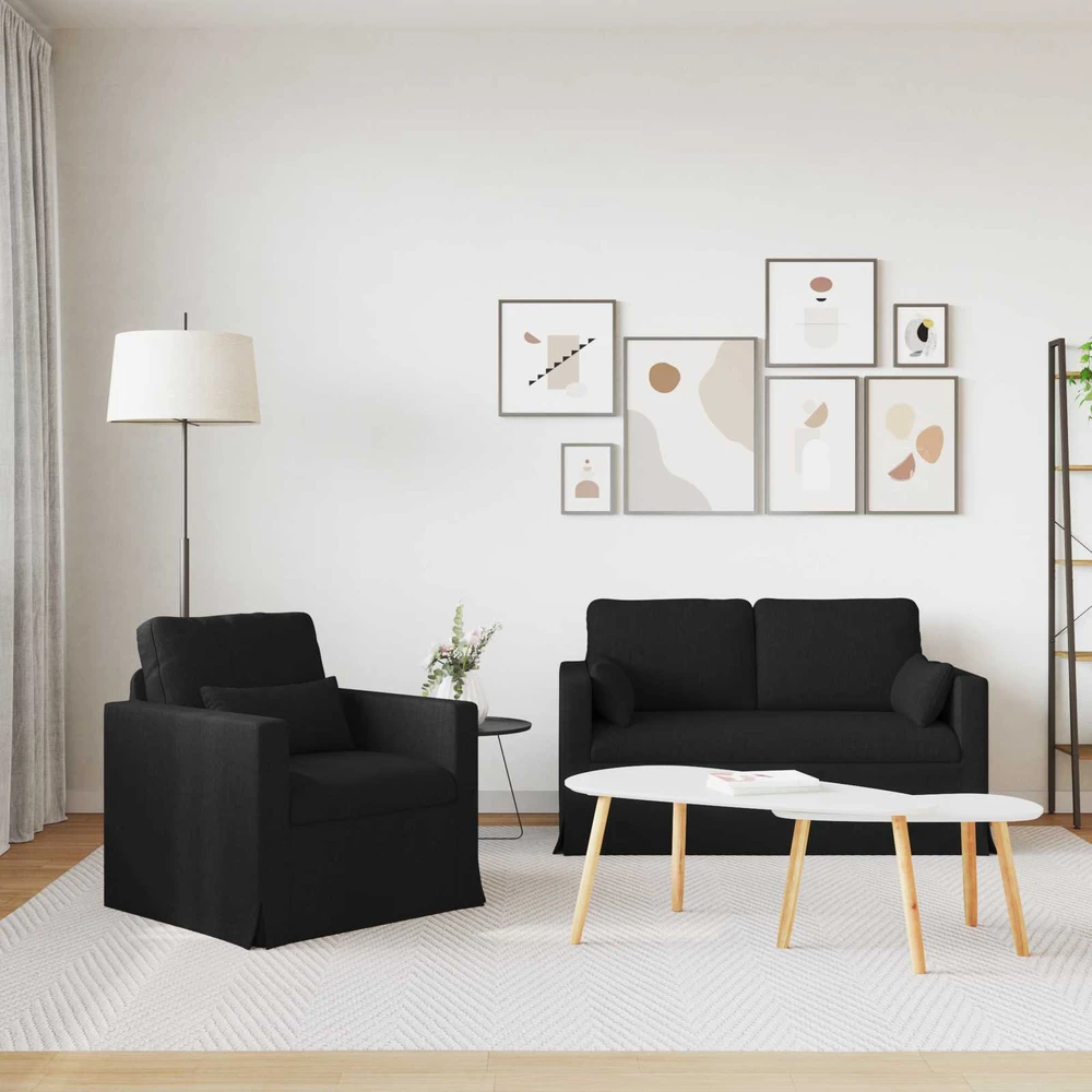 Sofa 2 pcs Juoda Metalas