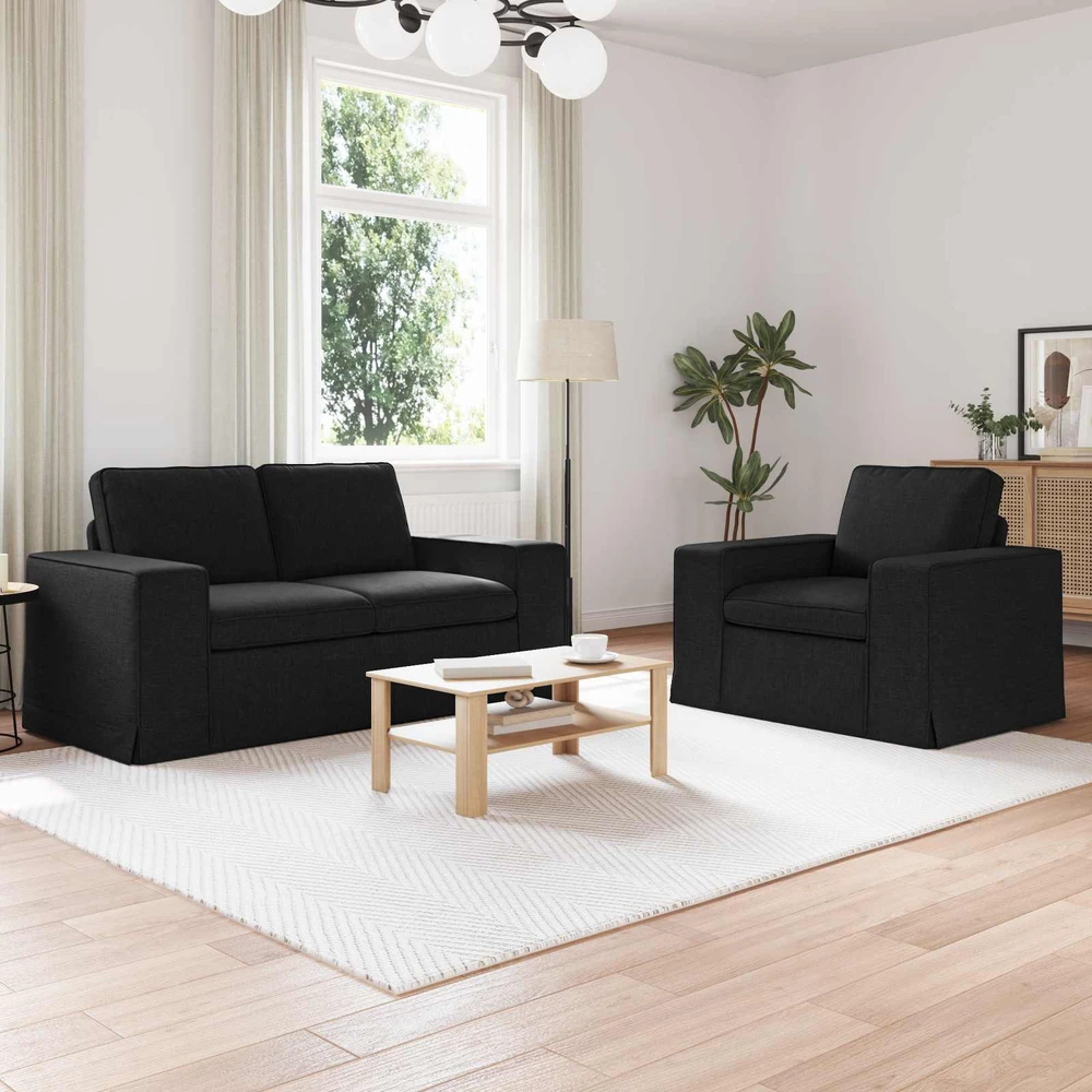 Sofa 2 pcs Juoda Metalas
