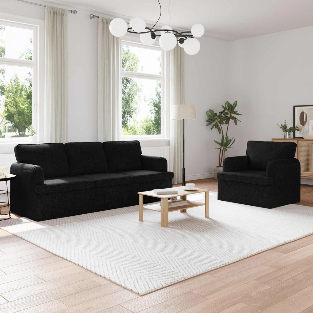 Sofa 2 pcs Juoda Metalas
