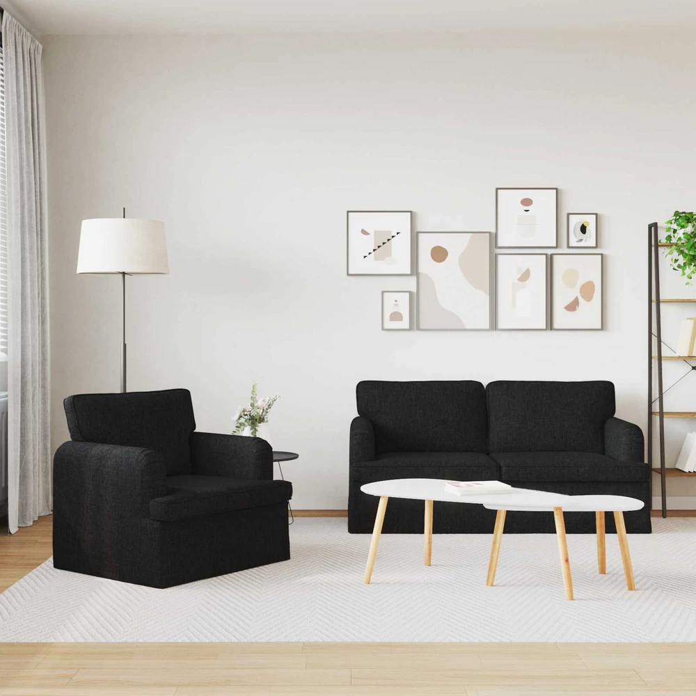 Sofa 2 pcs Juoda Metalas