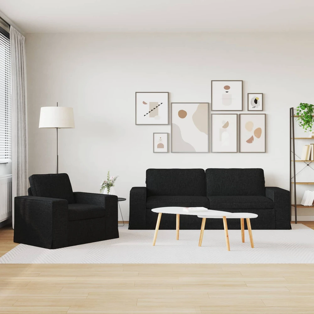 Sofa 2 pcs Juoda Metalas