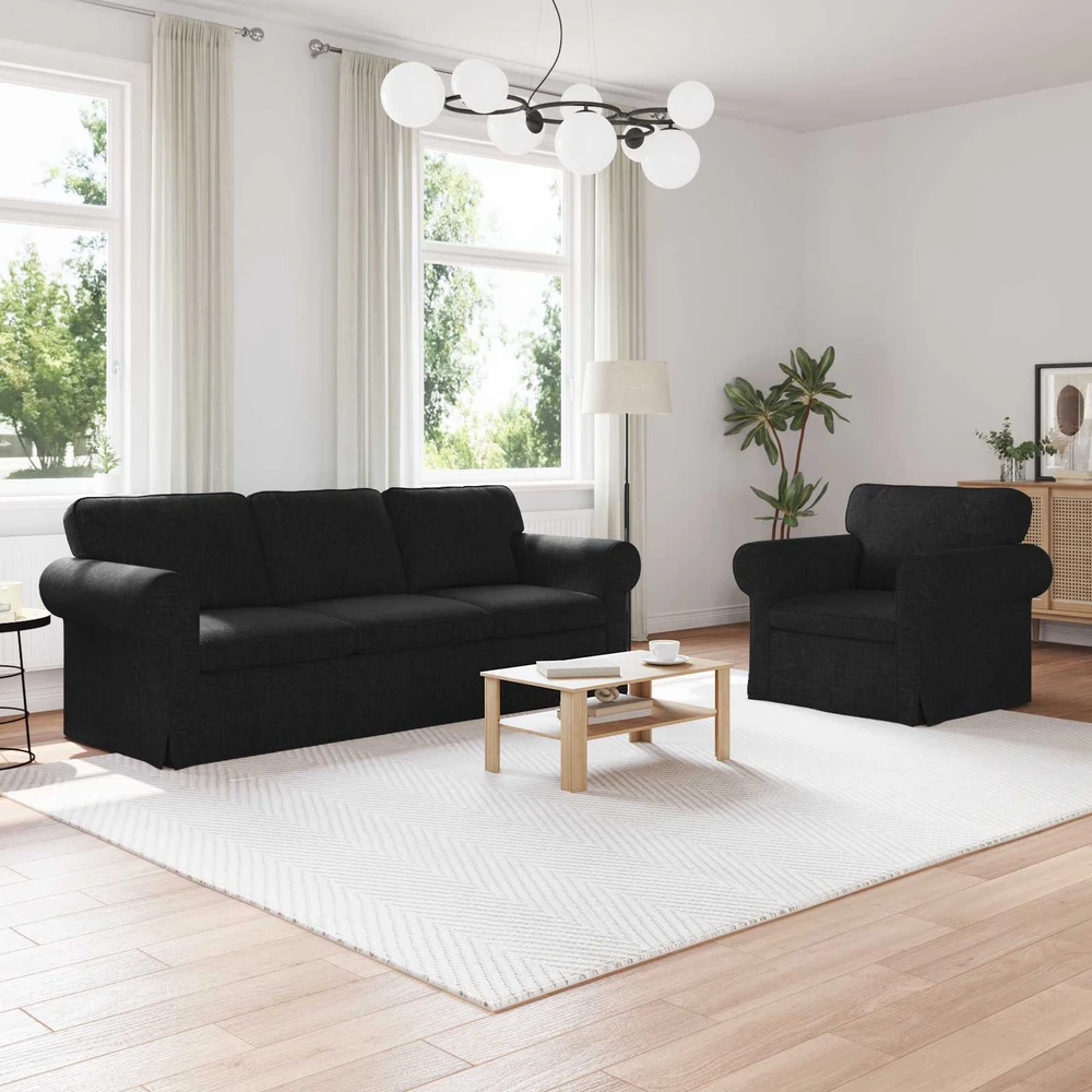 Sofa 2 pcs Juoda Metalas