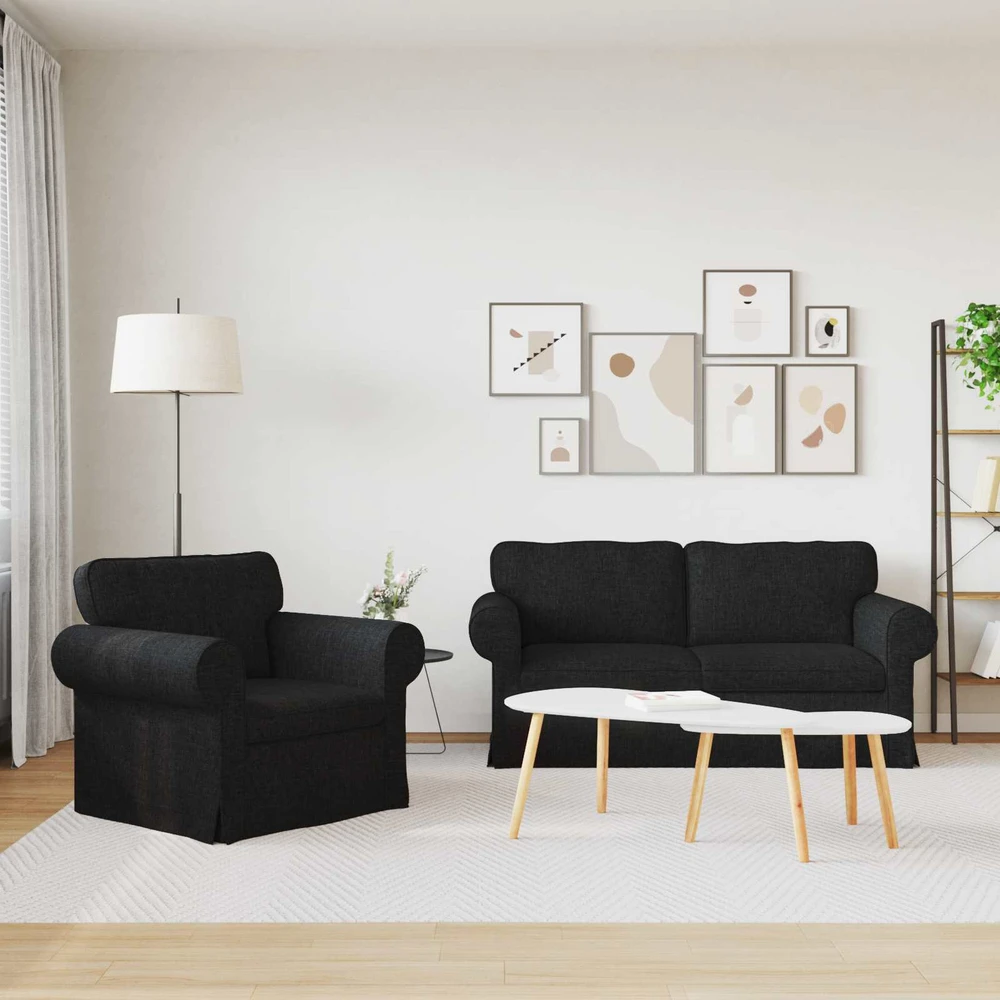 Sofa 2 pcs Juoda Metalas