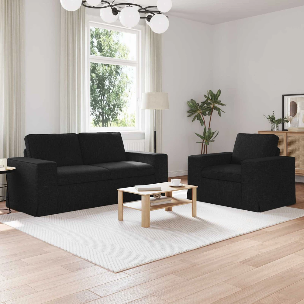 Sofa 2 pcs Juoda Metalas