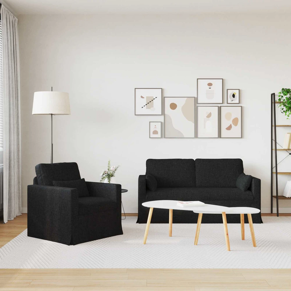 Sofa 2 pcs Juoda Metalas