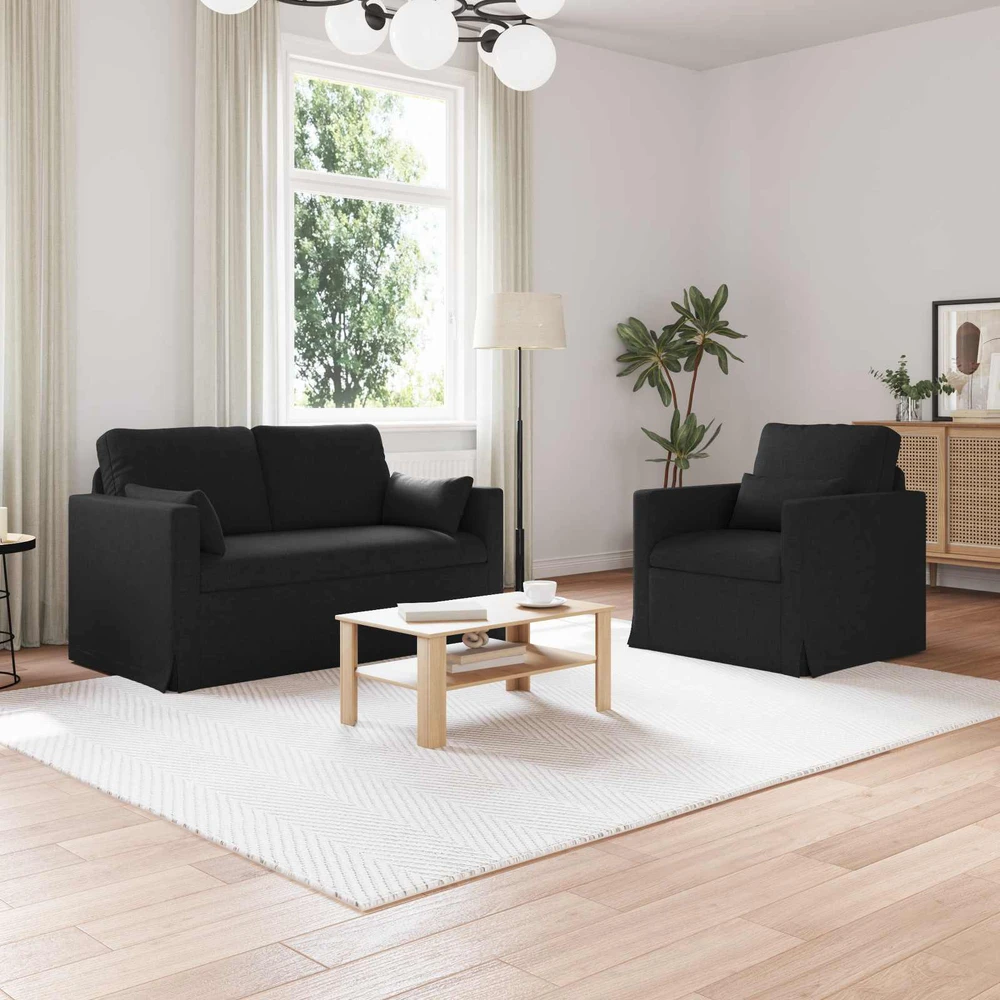 Sofa 2 pcs Juoda Metalas