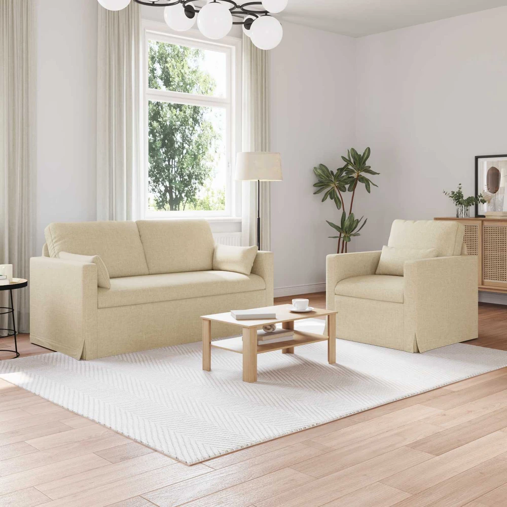 Sofa 2 pcs Kreminė Metalas