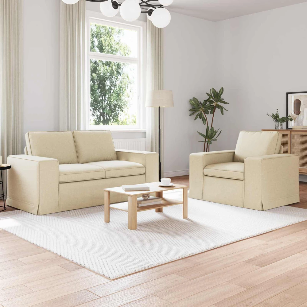 Sofa 2 pcs Kreminė Metalas