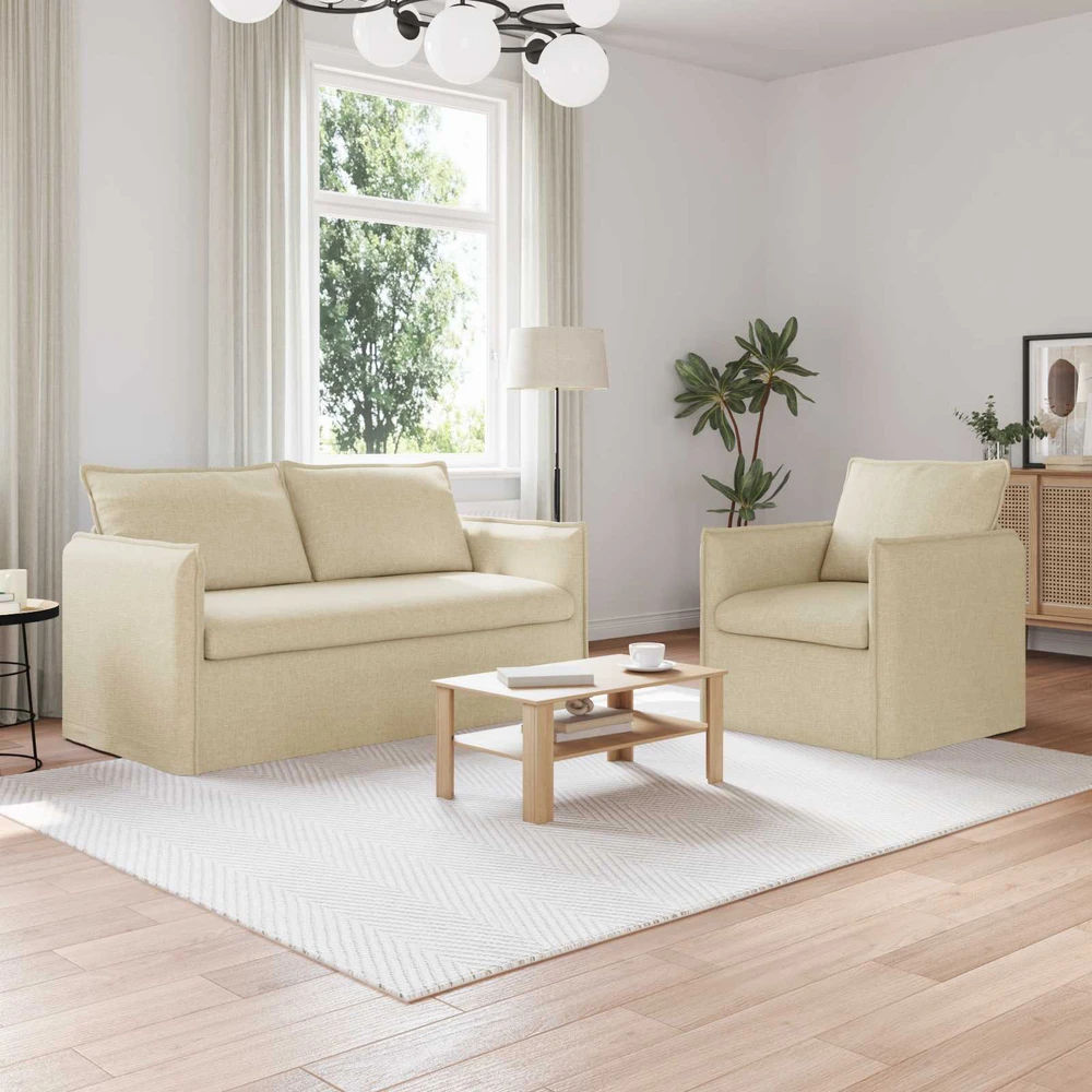 Sofa 2 pcs Kreminė Metalas