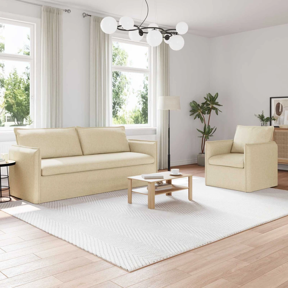 Sofa 2 pcs Kreminė Metalas