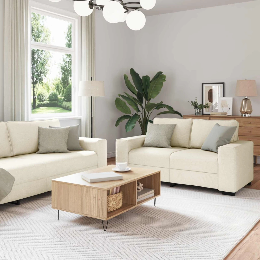 Sofa 2 vnt. Smėlio Lino mišinio audinys