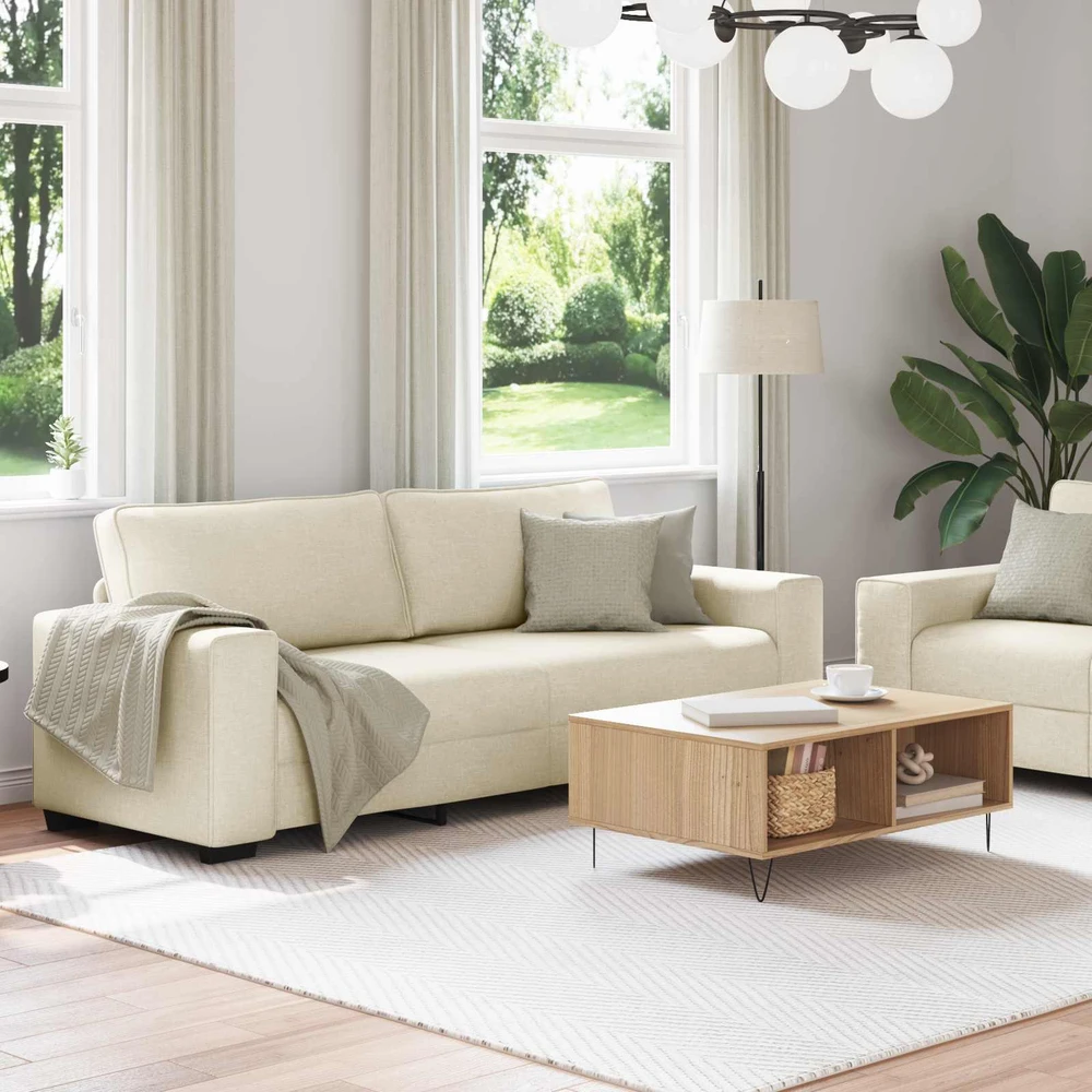 Sofa 2 vnt. Smėlio Lino mišinio audinys
