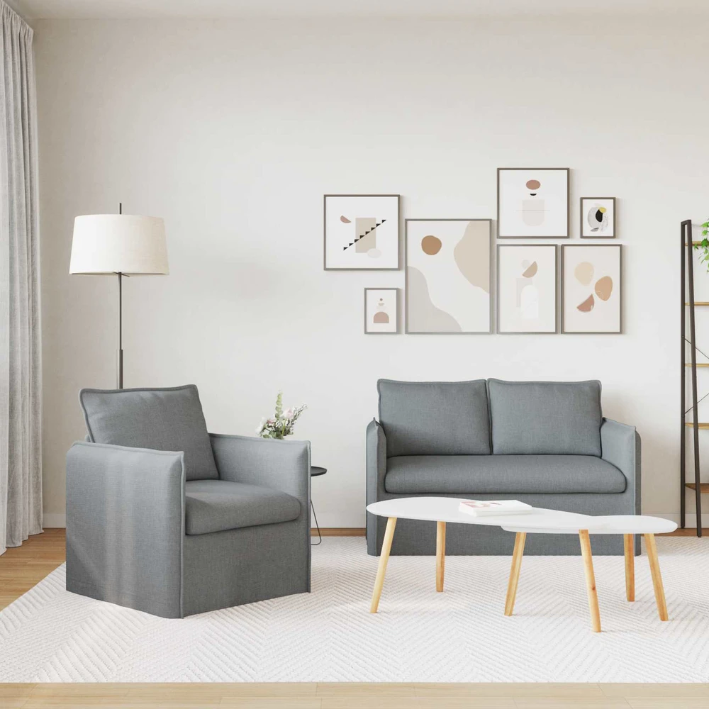 Sofa Sofos komplektas 2 vnt. Šviesiai pilka Audinys
