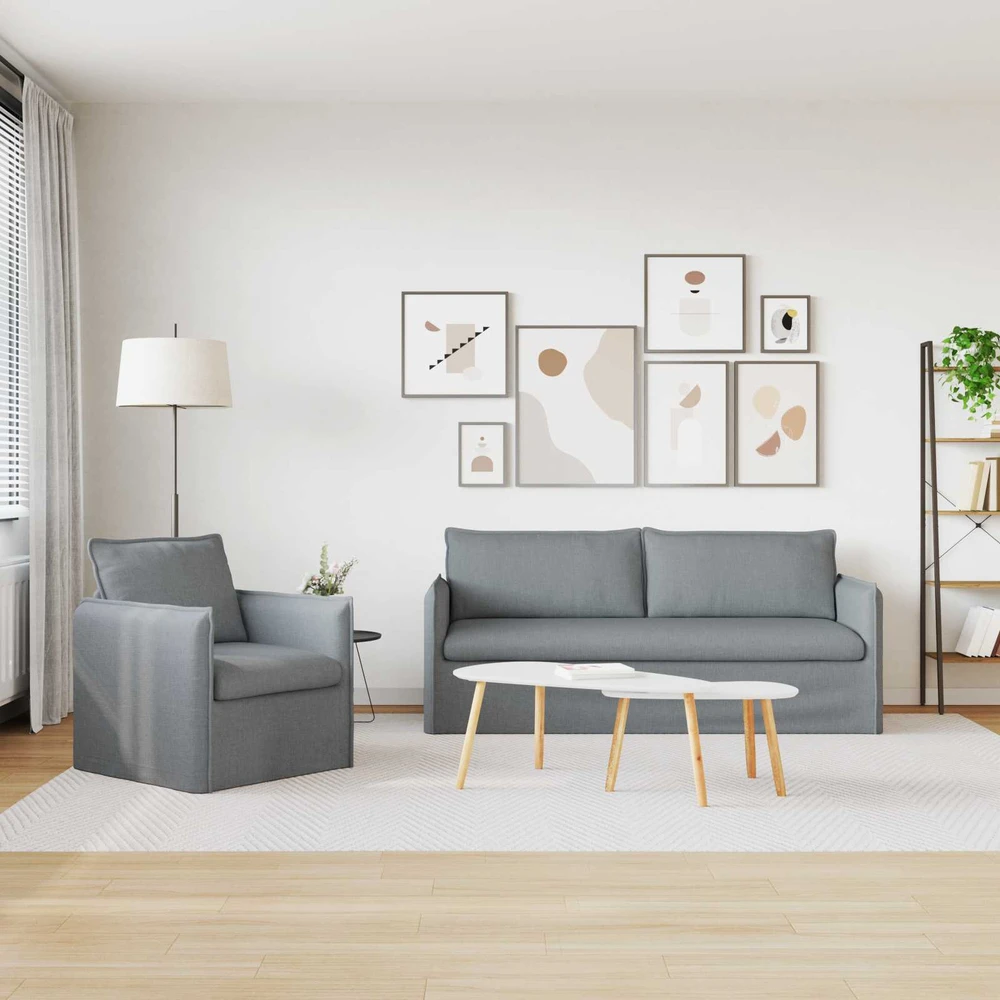 Sofa Sofos komplektas 2 vnt. Šviesiai pilka Audinys