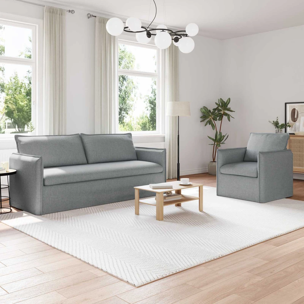 Sofa Sofos komplektas 2 vnt. Šviesiai pilka Audinys