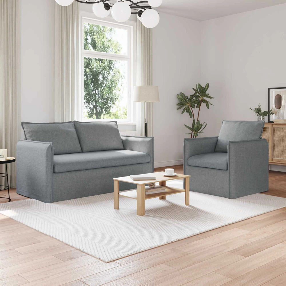 Sofa Sofos komplektas 2 vnt. Šviesiai pilka Audinys