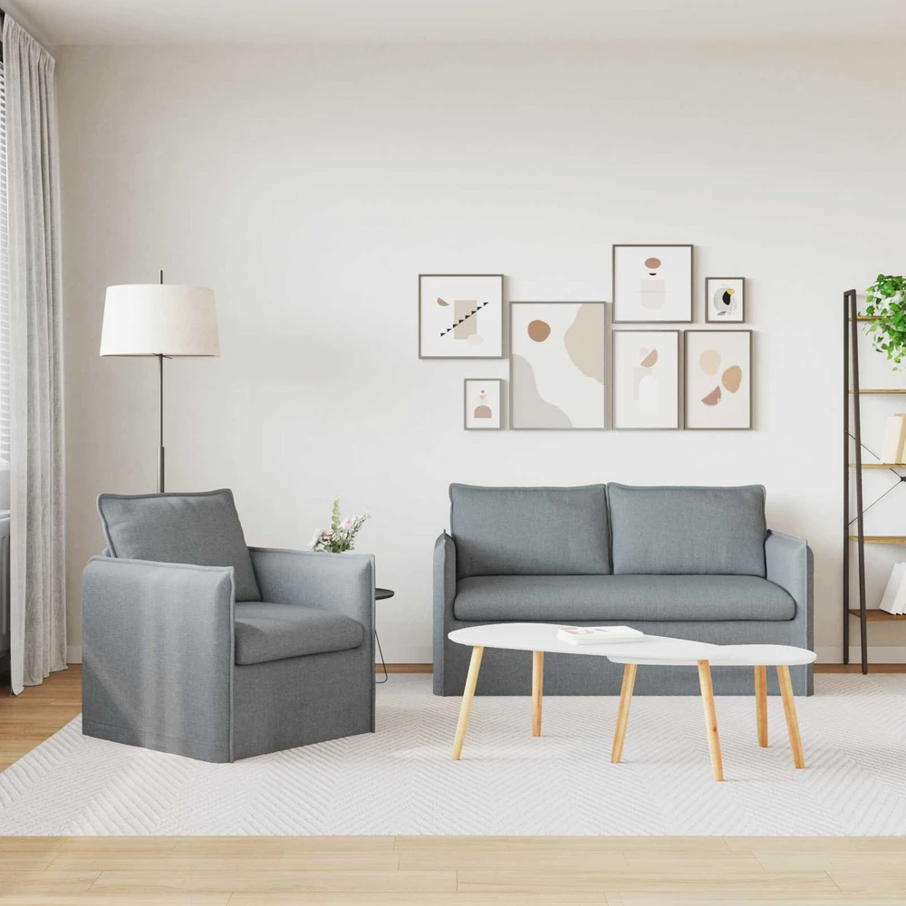 Sofa Sofos komplektas 2 vnt. Šviesiai pilka Audinys