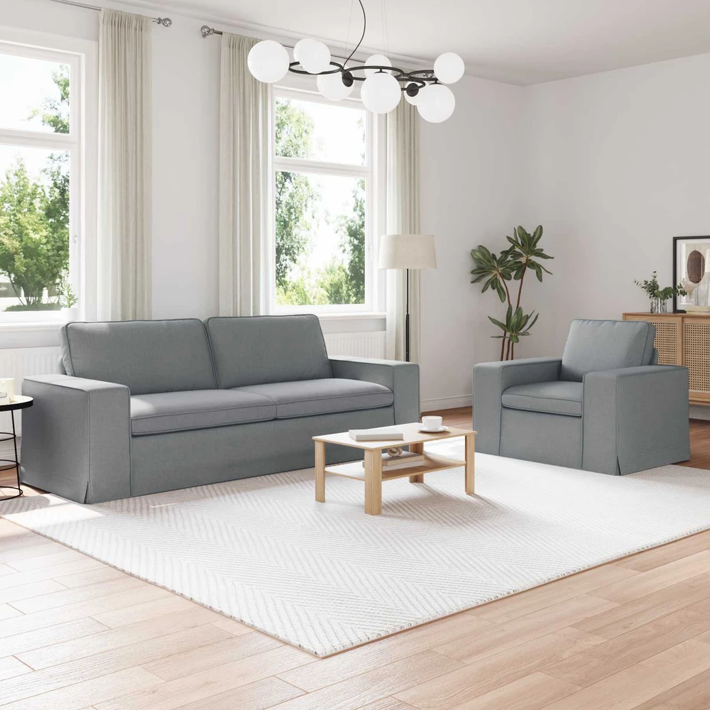 Sofa 2 pcs Šviesiai pilka Metalas