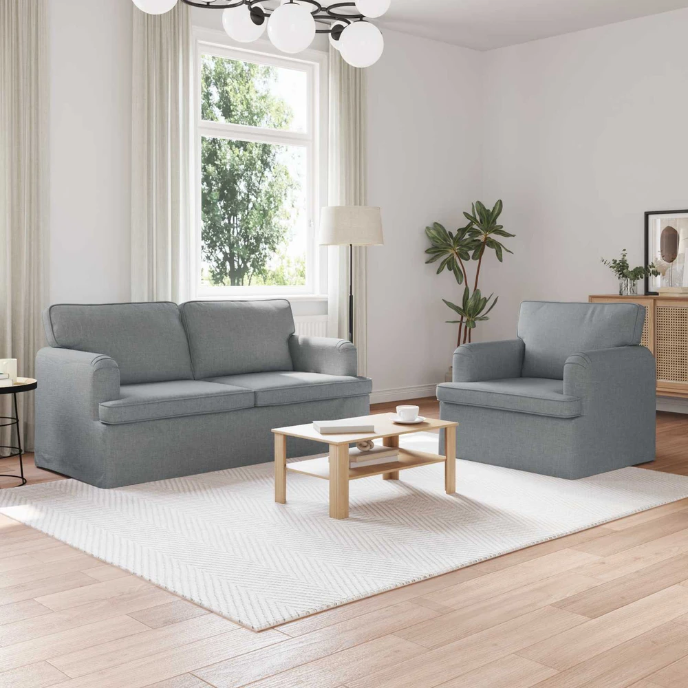 Sofa 2 pcs Šviesiai pilka Metalas