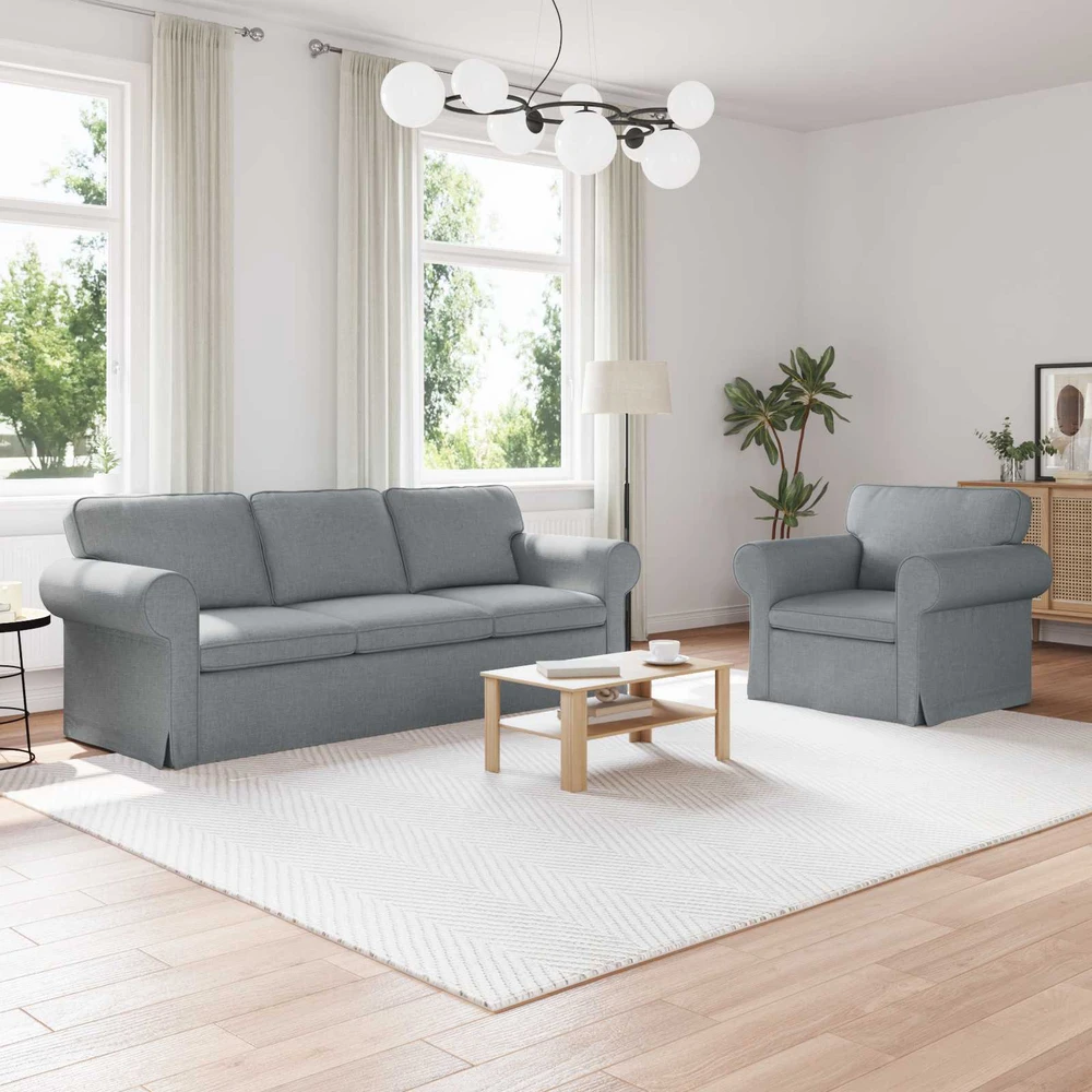 Sofa 2 pcs Šviesiai pilka Metalas