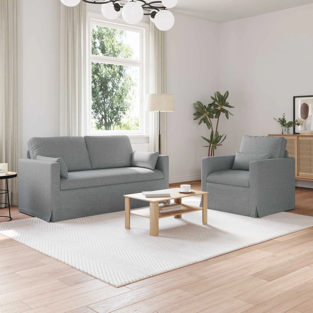 Sofa 2 pcs Šviesiai pilka Metalas