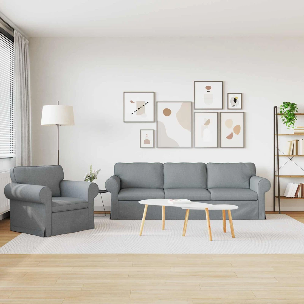 Sofa 2 pcs Šviesiai pilka Metalas