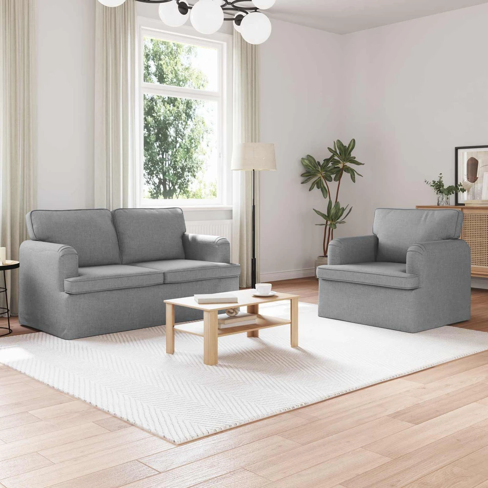 Sofa 2 pcs Šviesiai pilka Metalas