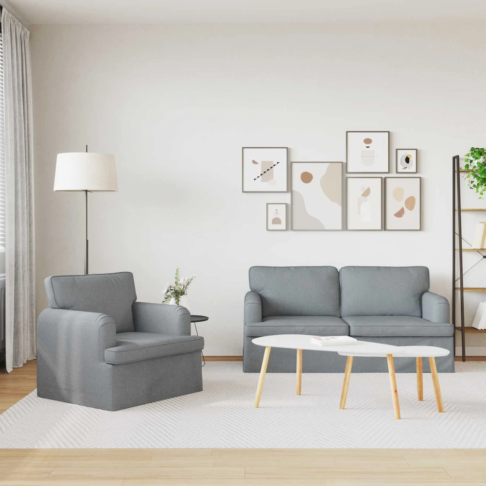 Sofa 2 pcs Šviesiai pilka Metalas