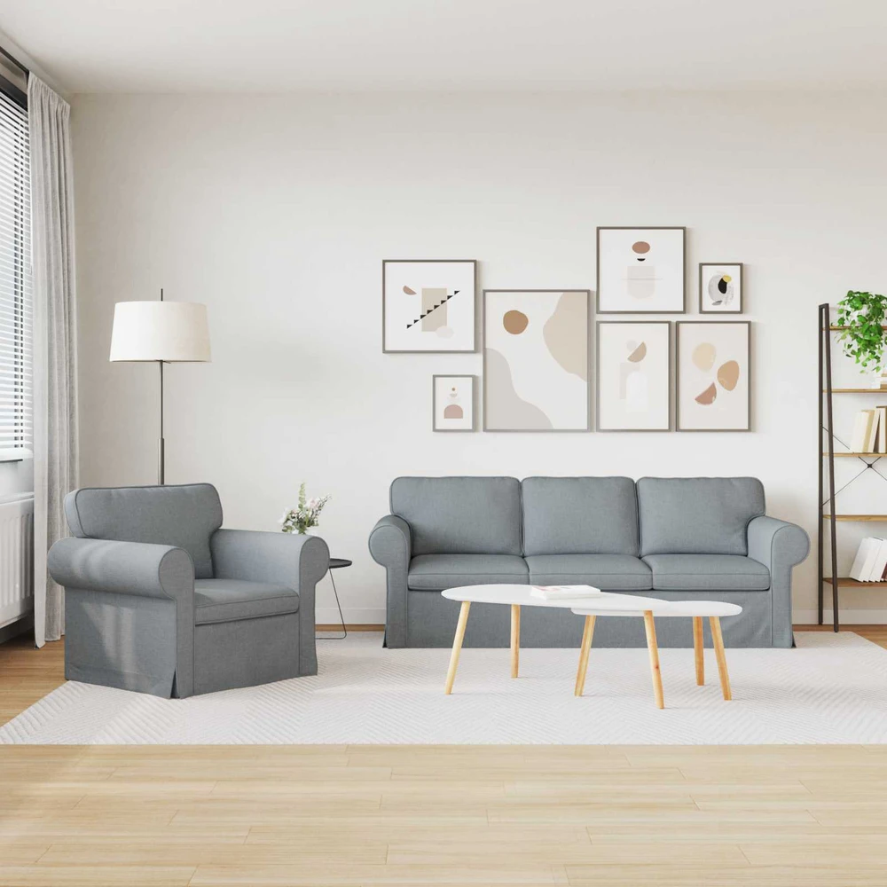 Sofa 2 pcs Šviesiai pilka Metalas