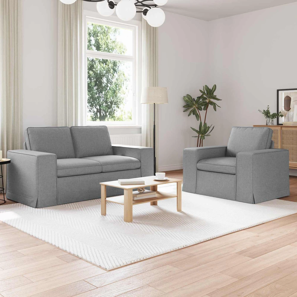 Sofa 2 pcs Šviesiai pilka Metalas