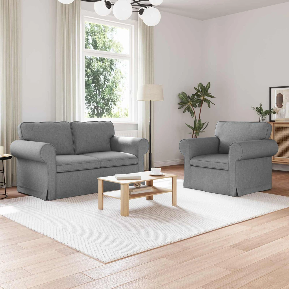 Sofa 2 pcs Šviesiai pilka Metalas