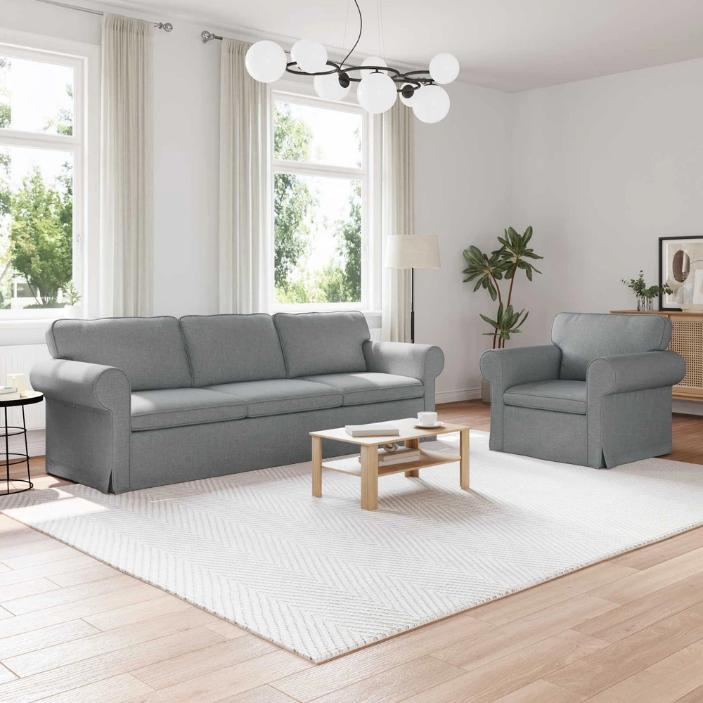Sofa 2 pcs Šviesiai pilka Metalas