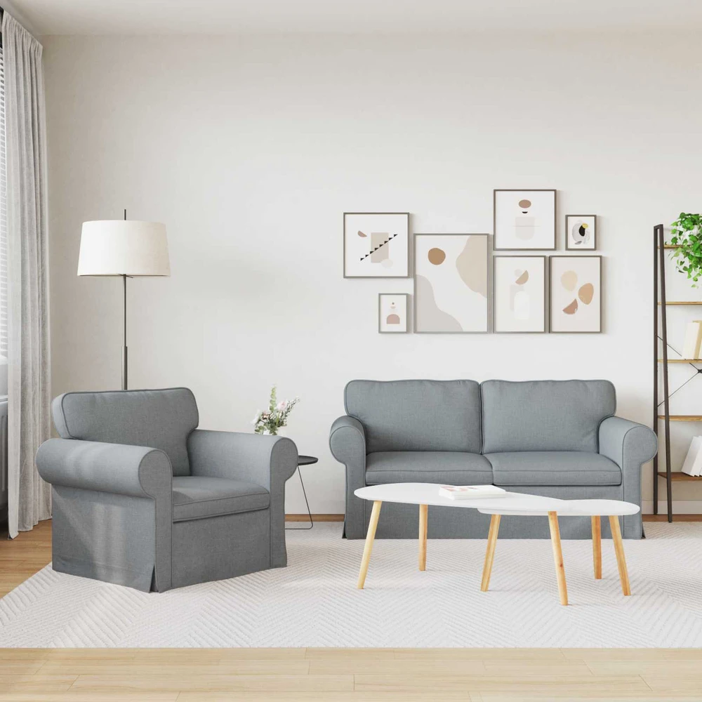 Sofa 2 pcs Šviesiai pilka Metalas