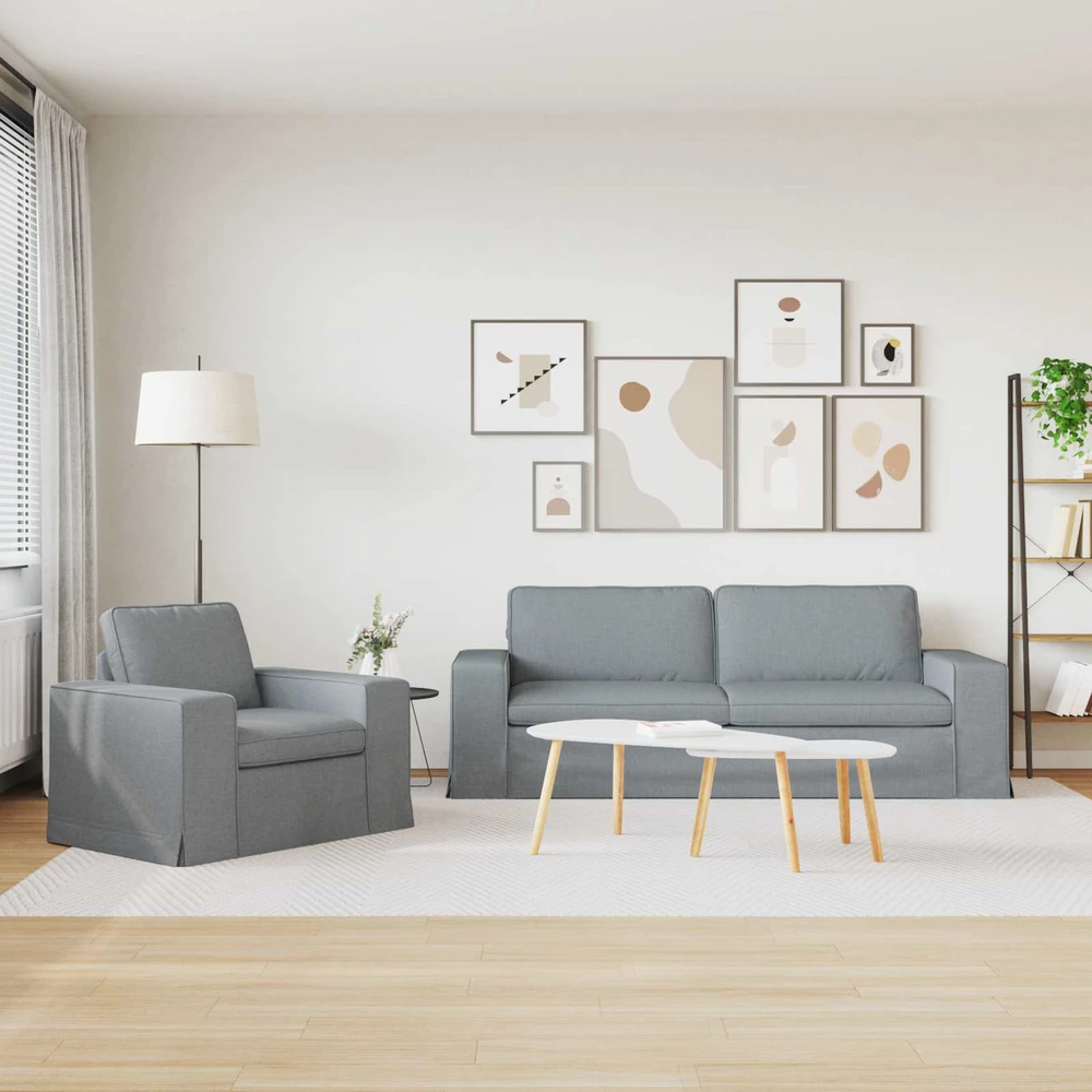 Sofa 2 pcs Šviesiai pilka Metalas