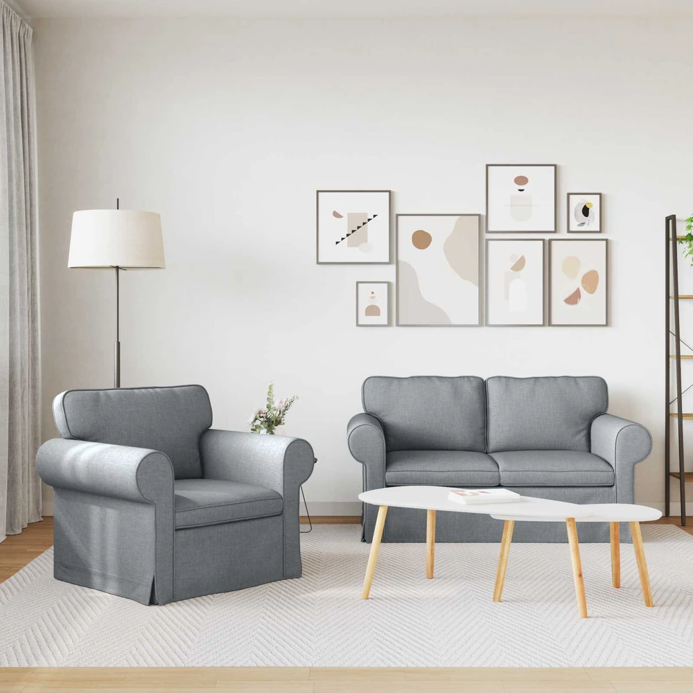 Sofa 2 pcs Šviesiai pilka Metalas