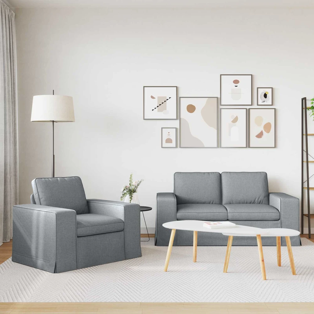 Sofa 2 pcs Šviesiai pilka Metalas