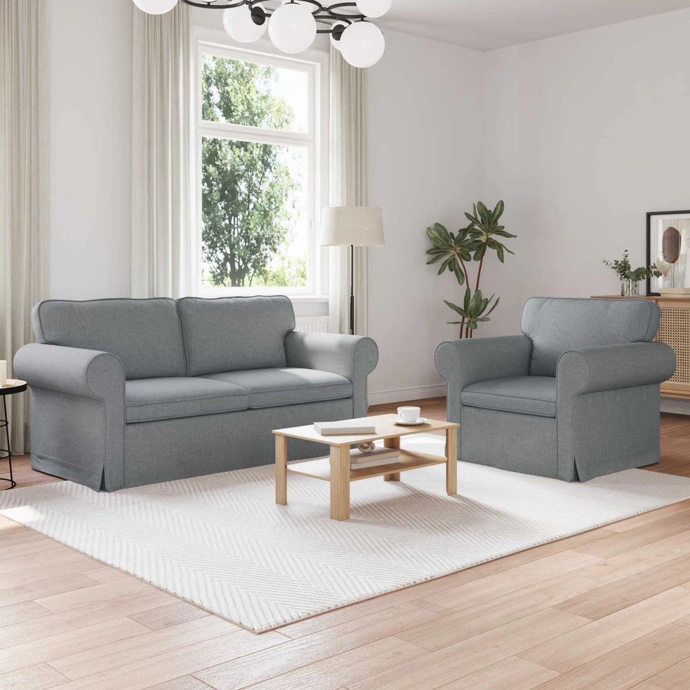 Sofa 2 pcs Šviesiai pilka Metalas