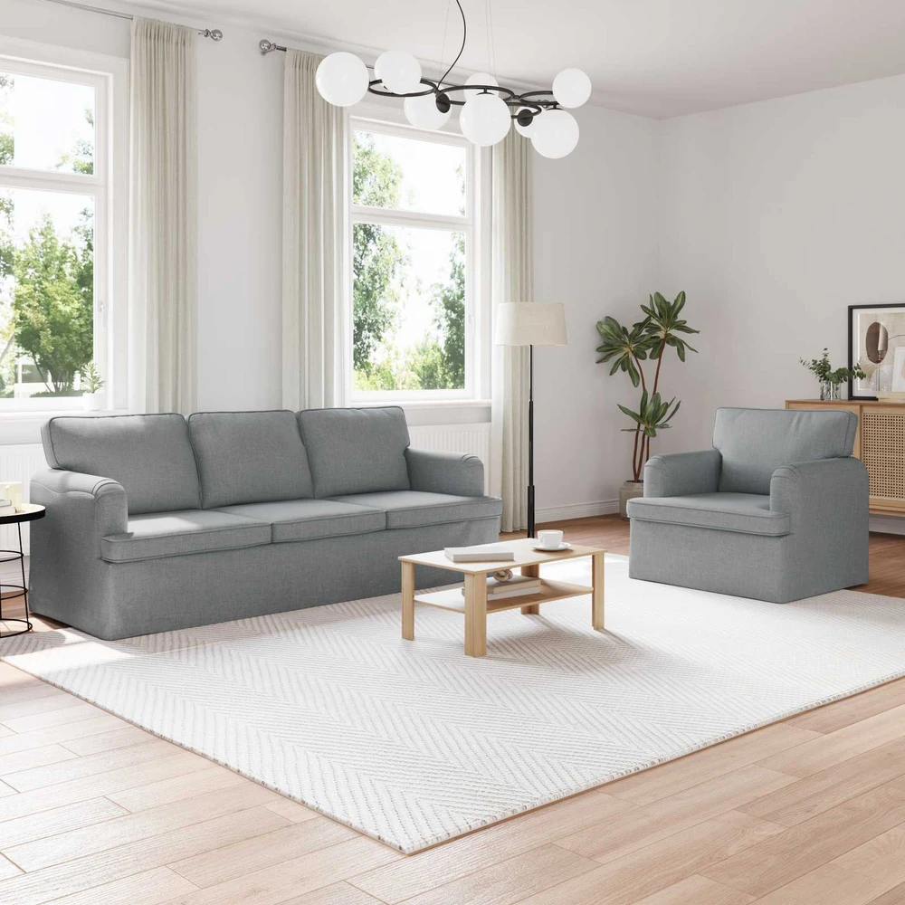 Sofa 2 pcs Šviesiai pilka Metalas