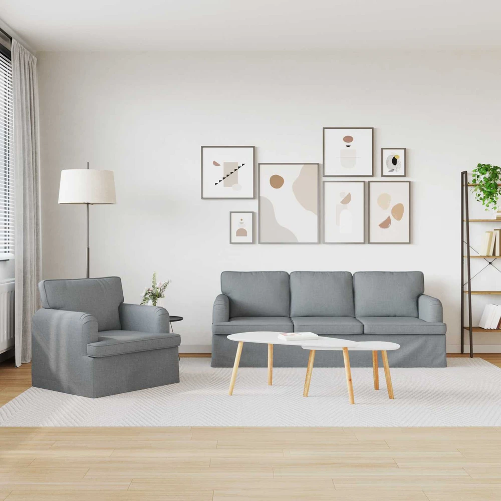 Sofa 2 pcs Šviesiai pilka Metalas