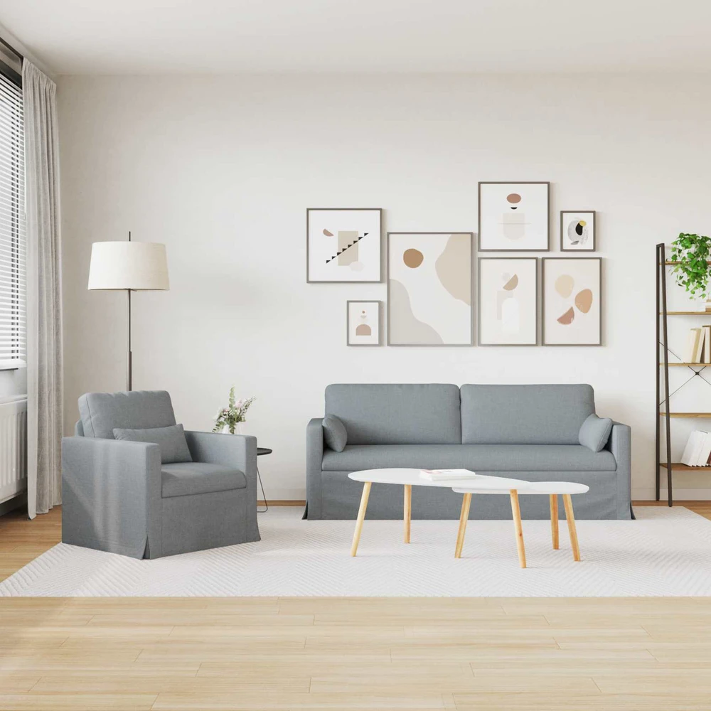 Sofa 2 pcs Šviesiai pilka Metalas