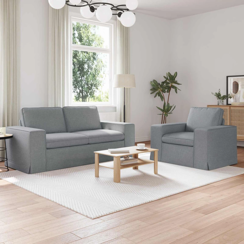 Sofa 2 pcs Šviesiai pilka Metalas