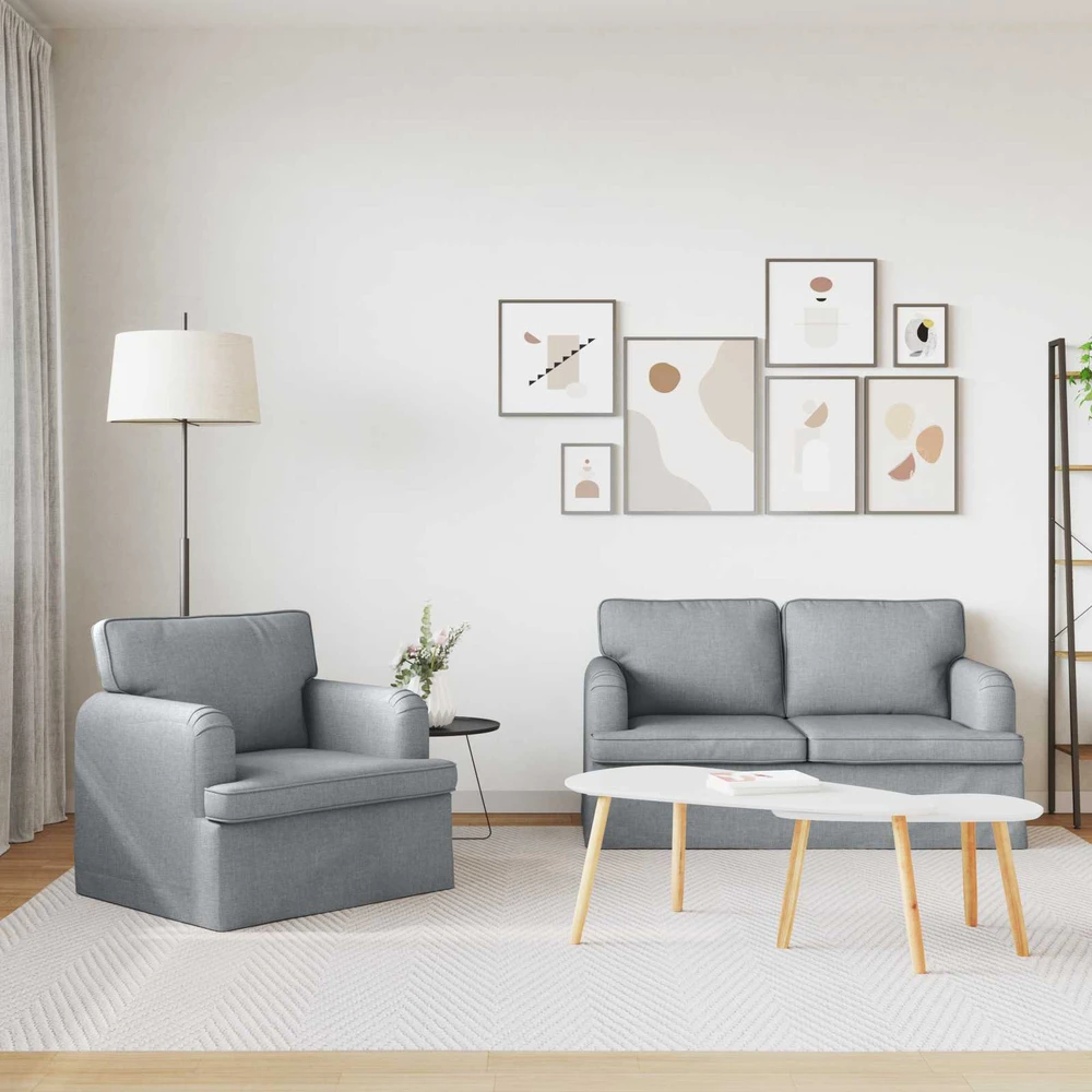 Sofa 2 pcs Šviesiai pilka Metalas