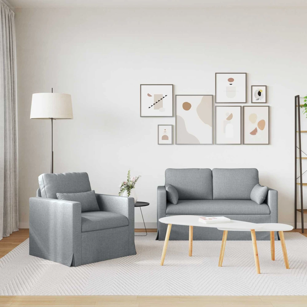 Sofa 2 pcs Šviesiai pilka Metalas
