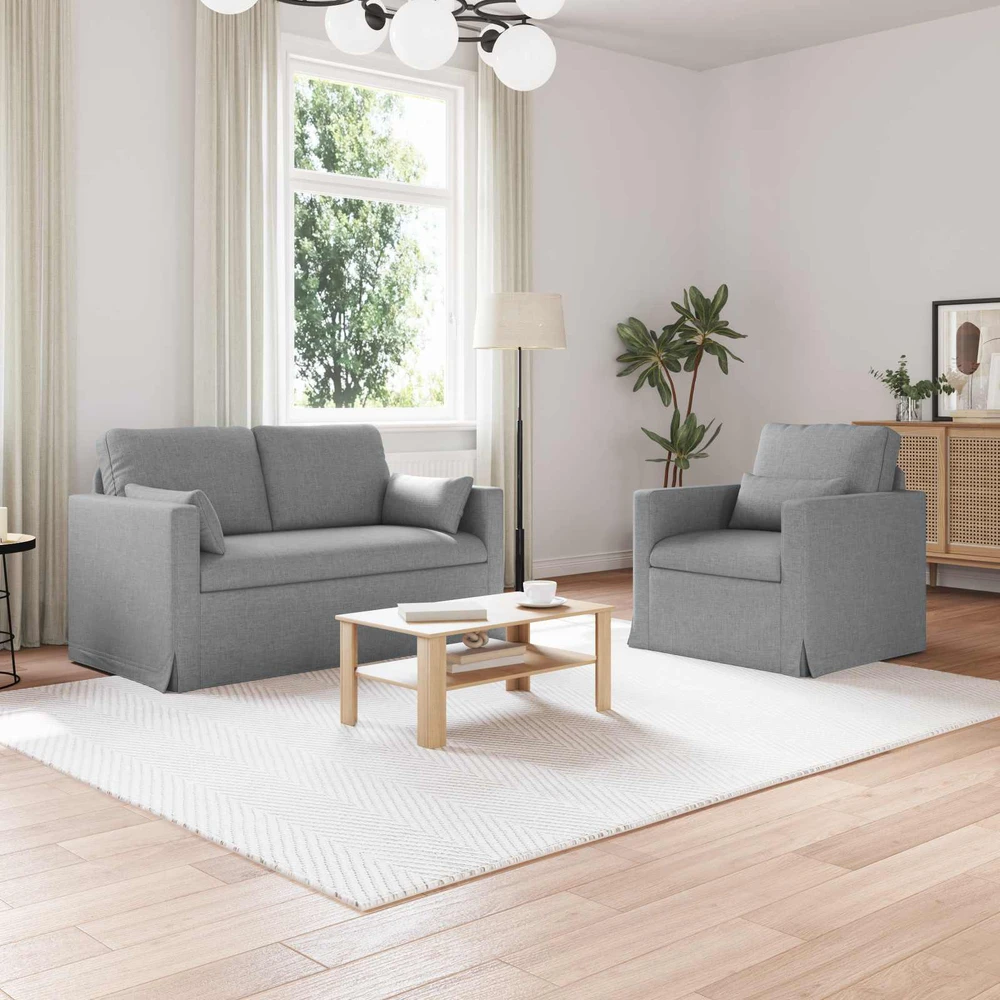 Sofa 2 pcs Šviesiai pilka Metalas