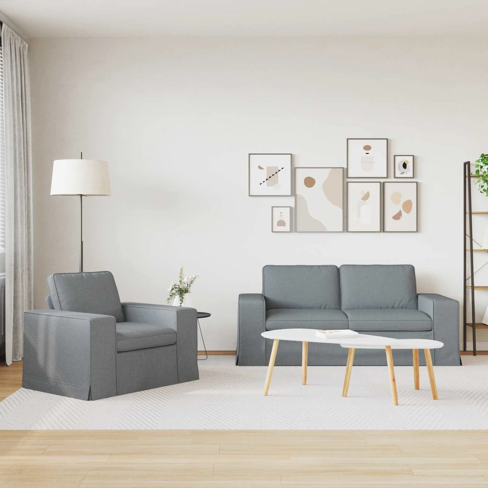 Sofa 2 pcs Šviesiai pilka Metalas